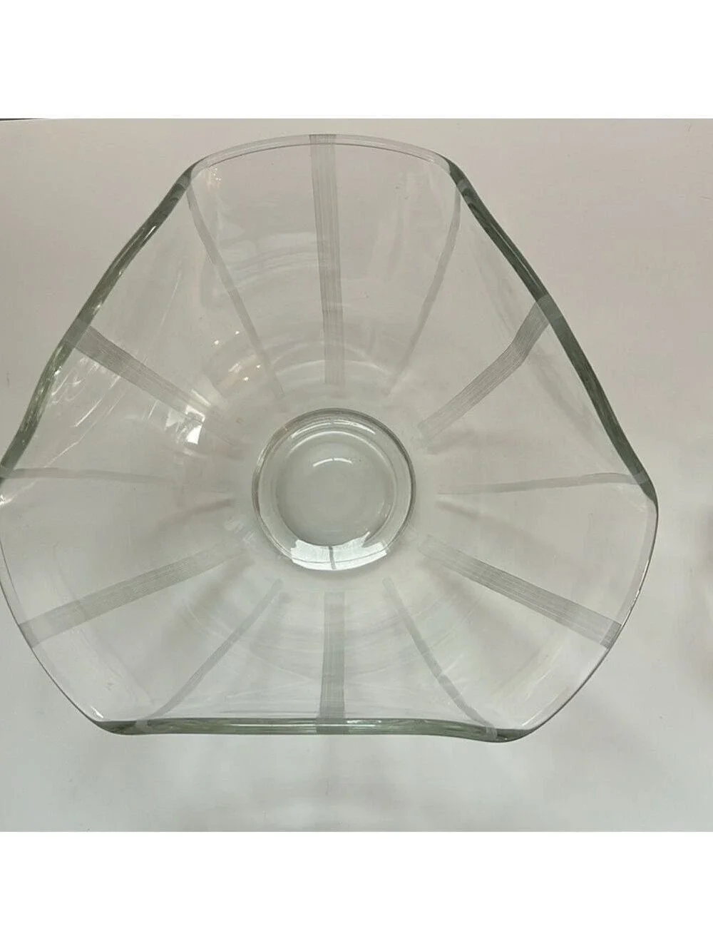 Vintage MCM Indiana Glass Clear Etched Chip and Dip Serving Bowls Rare Set of 2